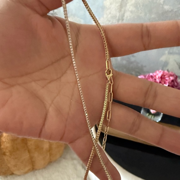 14k diamond tennis necklace - Picture 4 of 6